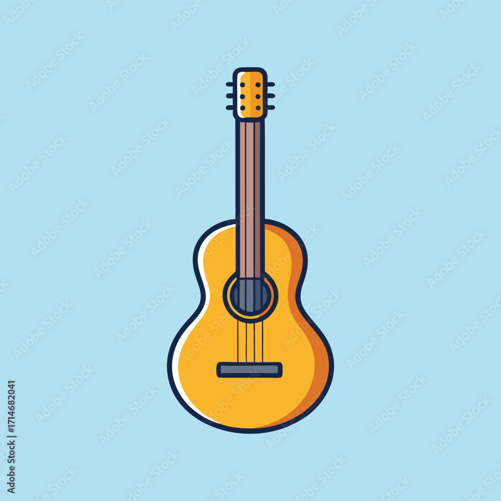 Naklejka premium Stylized Illustration of a Classical Guitar on a Light Blue Background