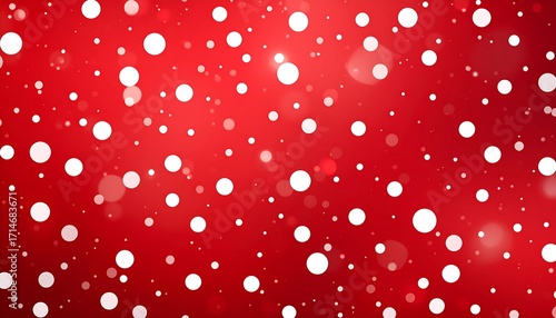 A vibrant red background with various-sized white circles and bokeh effects, suggesting movement and depth. Soft, blurred edges