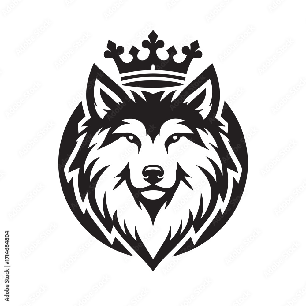 Fototapeta premium vector logo of a wolf wearing a crown