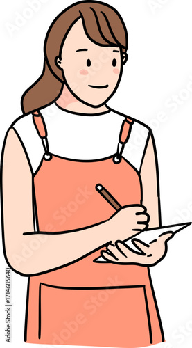 A female barista take an order illustration