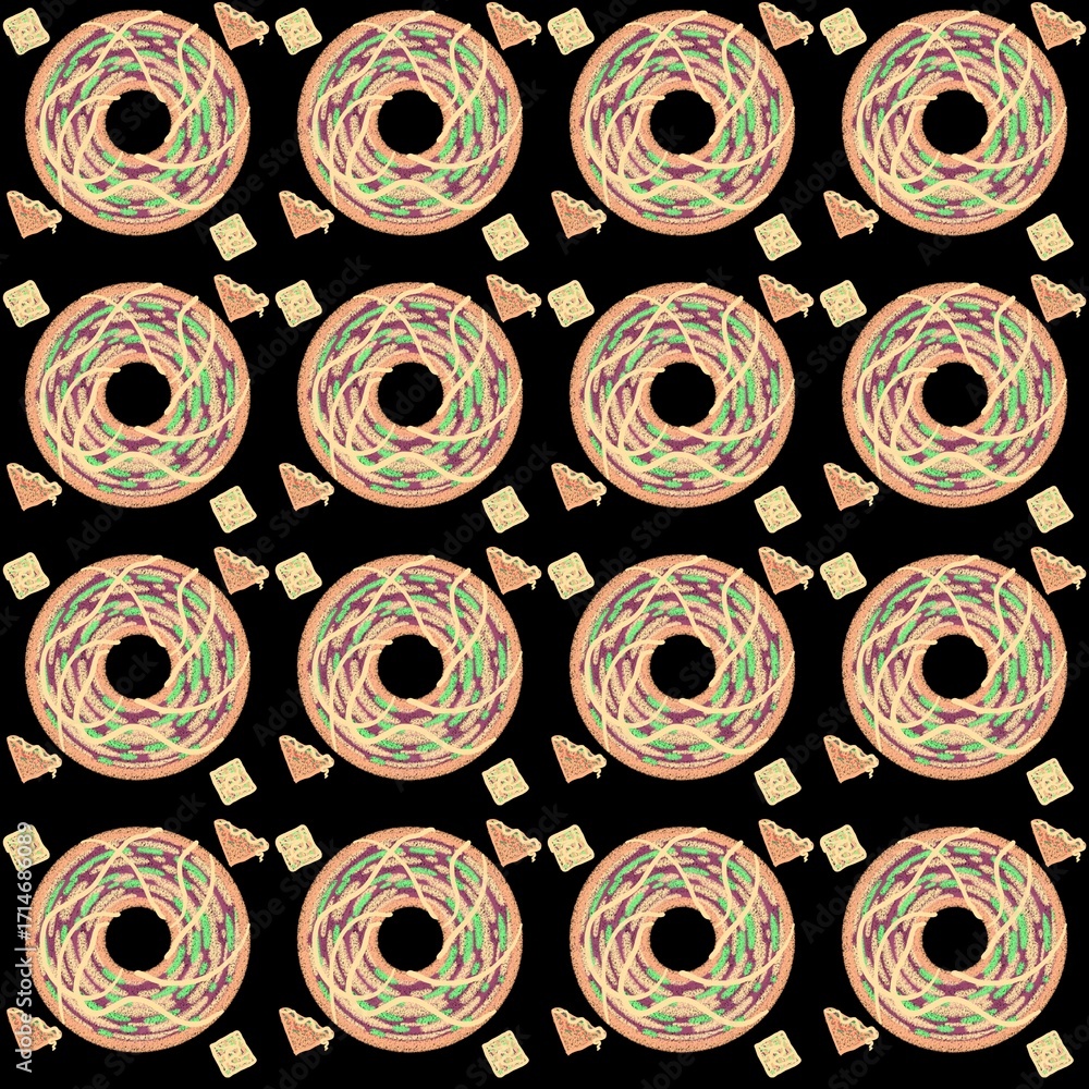 Fototapeta premium The fabric of the dessert is seamless against the black background.