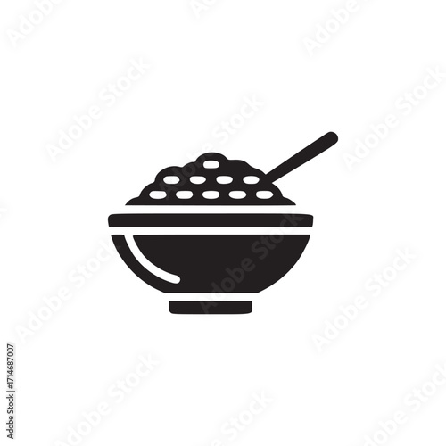 Vector art of bowl of cereal icon breakfast food with spoon, perfect for morning routines, healthy eating, and simple meal designs, showcasing the ease of a nutritious start