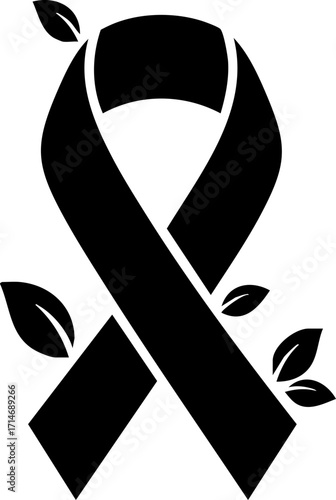 Black Ribbon with Leaves