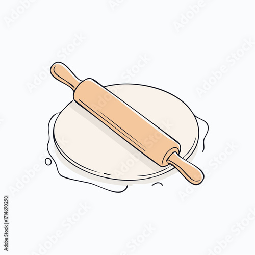  A rolling pin and dough