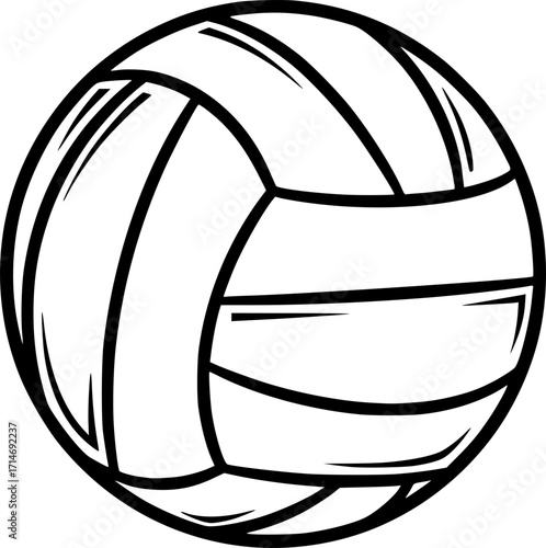 a black and white volleyball, line art, minimalist, clean lines