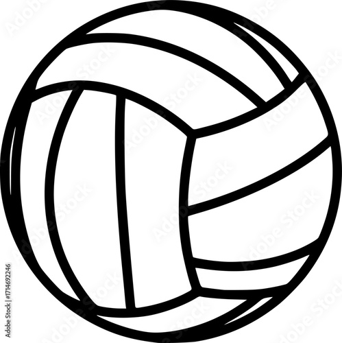 a black and white volleyball, line art, minimalist, clean lines