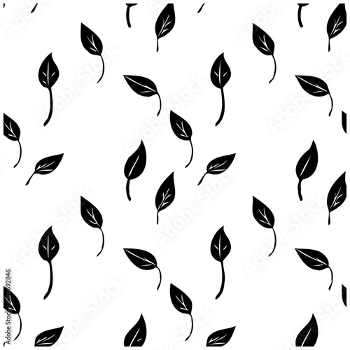 Elegant seamless leaf pattern in monochrome, creating a captivating botanical wallpaper backdrop