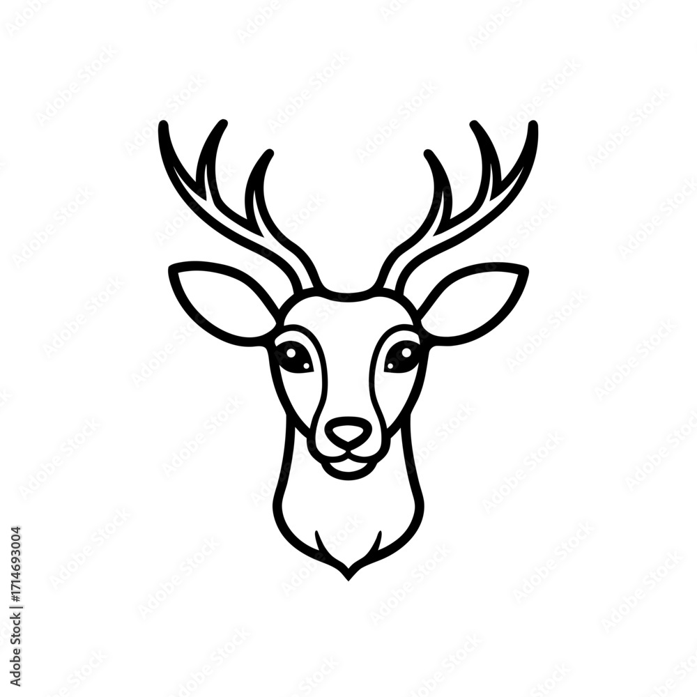 Naklejka premium Deer head outline drawing on transparent background silhouette
