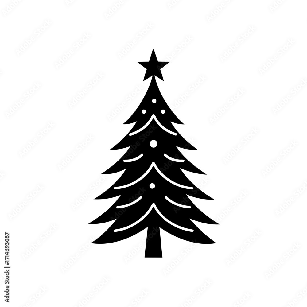 Obraz premium Christmas tree silhouette on transparent background