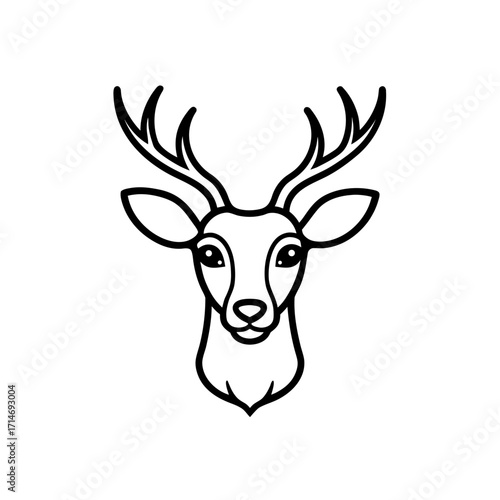 Deer head outline drawing on transparent background silhouette