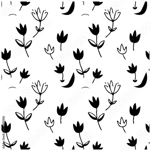 Elegant simplistic floral design in monochrome, offering a delicate and charming visual