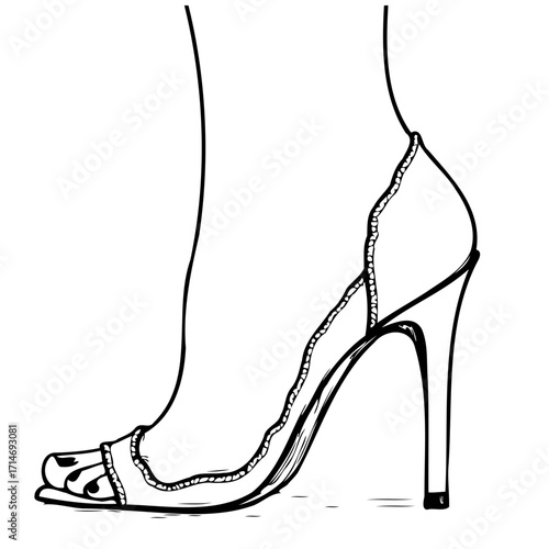 Elegant stiletto heel shoe illustration showcasing timeless style and sophistication in a