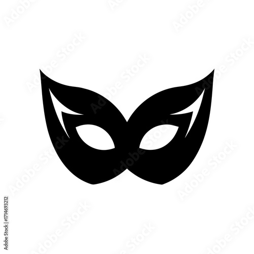 Simple black mask shape on transparent background silhouette