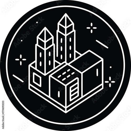 Vector illustration of an isometric city with houses and buildings