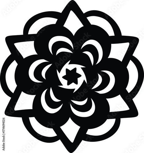 decorative star silhouette floral vector illustration isolated circular design
