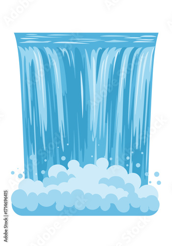 Cartoon Waterfall with Foamy Waterfalls.