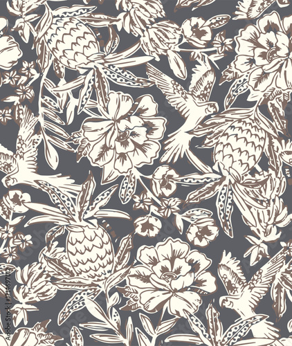 Classic Popular Flower Seamless pattern background - For easy making seamless pattern use it for filling any contours