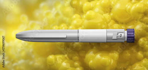 Mounjaro tirzepatide injection pen. Portable injector for precise GLP-1 insulin dosing. Modern healthcare technology, semaglutide, ozempic, wegovy medication for type 2 diabetes, obesity control. 3D