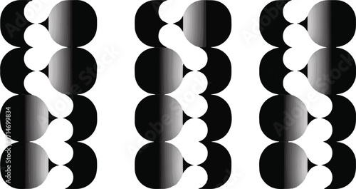 Vector art of three columns of gradient circles create pattern