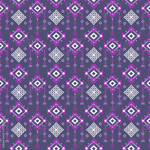 Geometric ethnic pattern seamless background texture, tribal fabric decoration, native style art print graphic design element, carpet wallpaper clothing wrapping batik fabric embroidery style vector