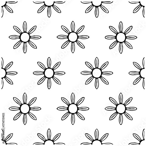 Repeated flower pattern design creates harmonious symmetrical and balanced aesthetic impression