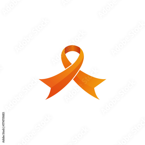 Orange Awareness Ribbon Icon with white background.