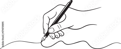 Vector art of hand drawing a wavy line with a fountain pen