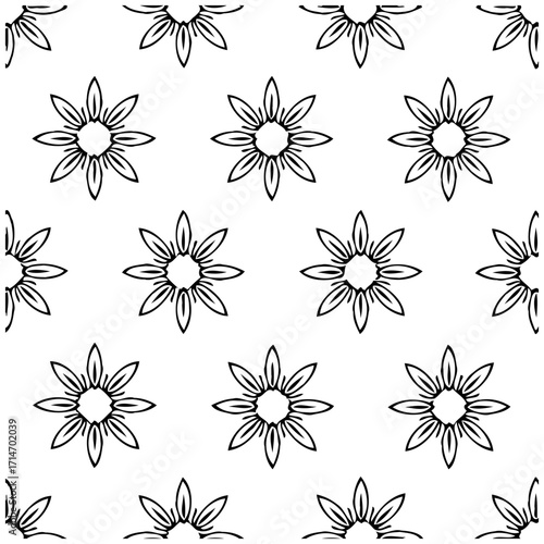 Seamless floral motif illustration creating a calm repeated geometric pattern design for