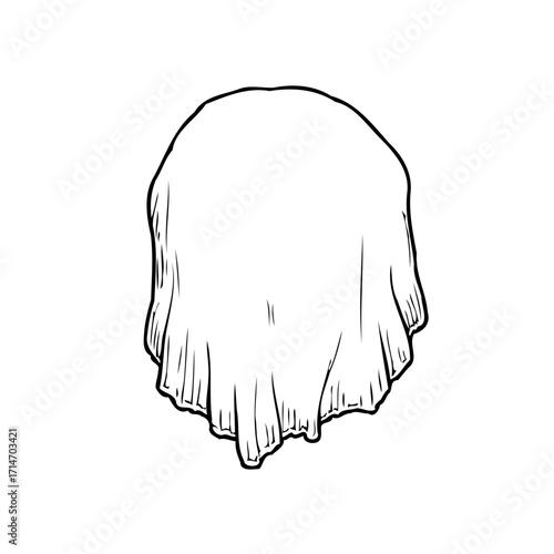 Simple yet intriguing illustration depicting a draped form suggesting mystery and anticipation