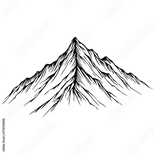 Striking monochromatic mountain range illustration offering peak inspiration for creative design
