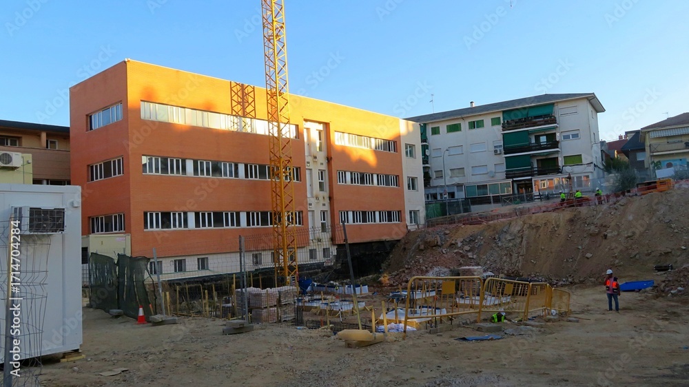 Fototapeta premium Construction and extension of the courthouse in Collado Villalba, Madrid, Spain September 19, 2025