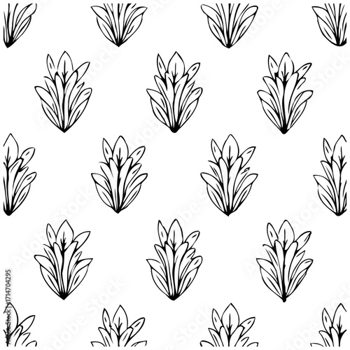 Stylized botanical leaf pattern repeated in monochrome creating an elegant and modern design