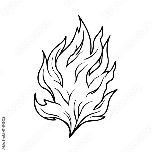 Stylized flames depiction artistic fire illustration conceptual burning emblem detailed line
