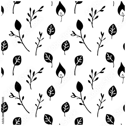 Stylized floral foliage seamless pattern showcasing leaves and twigs for unique designs and