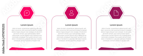 Simple infographic layout with three horizontally aligned chevron blocks, ideal for showcasing a 3-step business workflow.