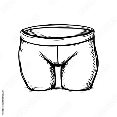 Stylized illustration depicting undergarment apparel with classic contouring providing visual