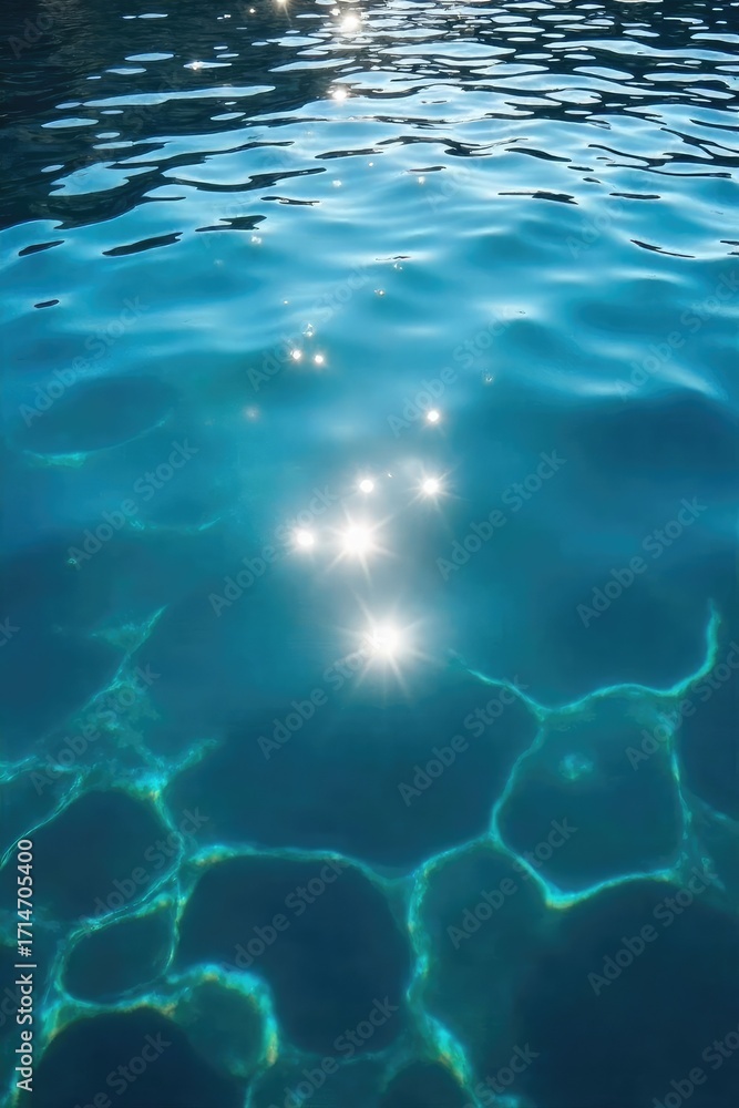 Obraz premium Dazzling Sunlight on a Serene Blue Lake Sparkling Water, Light Patterns, Nature Landscape Photography