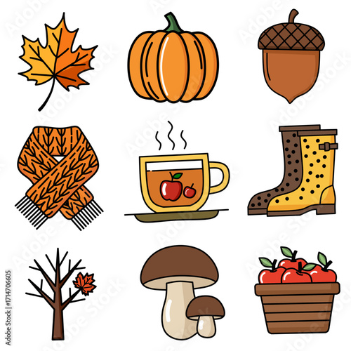 set of autumn icons