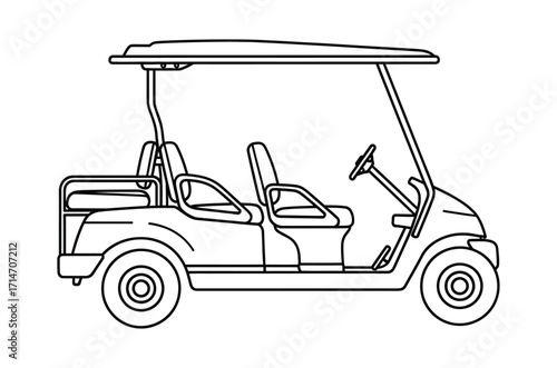 Golf Cart Outline Design, Side View, Transportation, Vehicle, Recreation