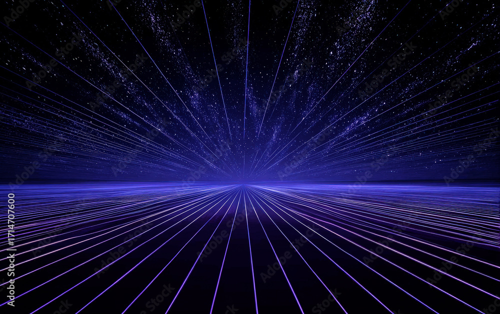 Fototapeta premium Vibrant Blue Abstract Lines Radiating in a Futuristic Space