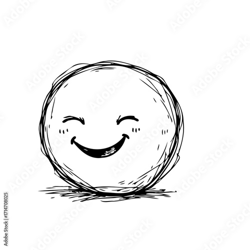 Whimsical hand-drawn smiley face, embodying joy and lightheartedness, ideal for cheerful greeting