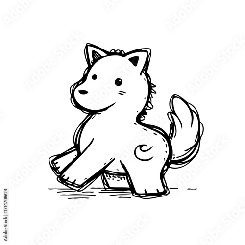 Whimsical sketch of a playful canine companion with charming details and delightful artistic