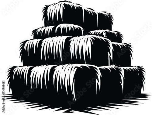 Pile of Hay bale in an agricultural field  vector illustration isolated on a white background