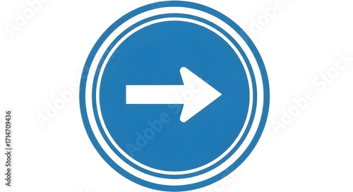 Free Download Blue circular button with a white arrow pointing to the right, a simple icon representing concepts of next, forward, and direction - GFXLoad