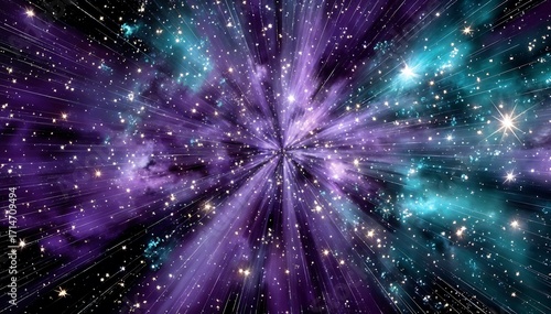 Energetic Universe Background Cosmic Purple and Teal Starburst Galaxy