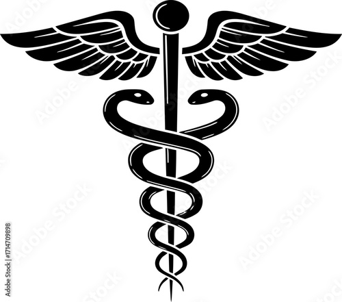 caduceus medical symbol, Caduceus  Clipart Vectors, caduceus medical symbol stock vector illustration, Print, Medicine, Pharmacy, Sign, Prescription Medicine, Healthcare And Medicine - Vector