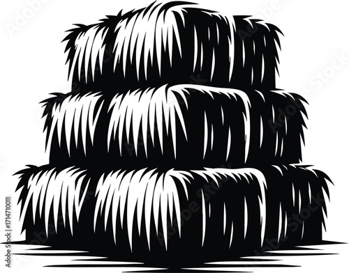 Pile of Hay bale in an agricultural field  vector illustration isolated on a white background