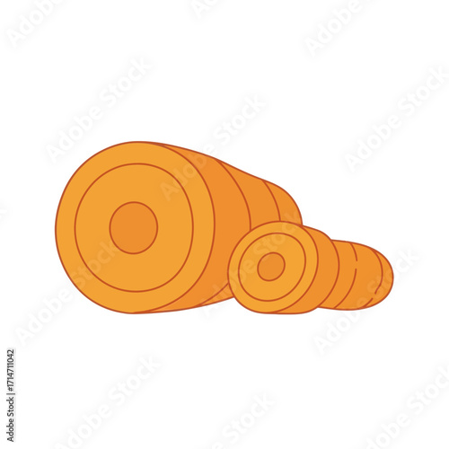 Sliced carrots on a white background.