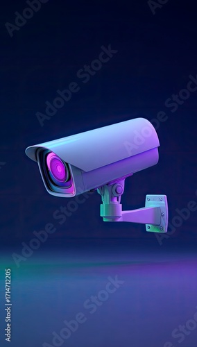 Wallpaper Mural Modern Security Camera, Purple Lighting Torontodigital.ca