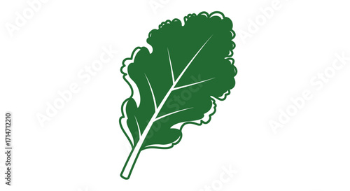 Green leaf with white background and outline.